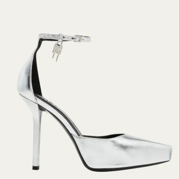 Givenchy Womens G lock Metallic Ankle Strap Heels Pump Sandals Shoes sz 9 - Picture 1 of 16